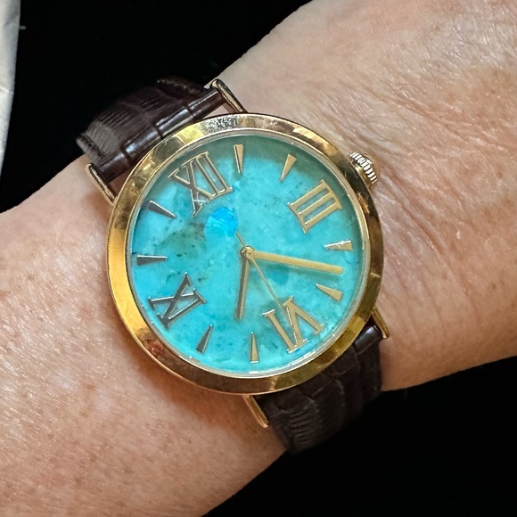 Bronzo Italia Wristwatch Turquoise Dial Leather Band - Picture 1 of 5